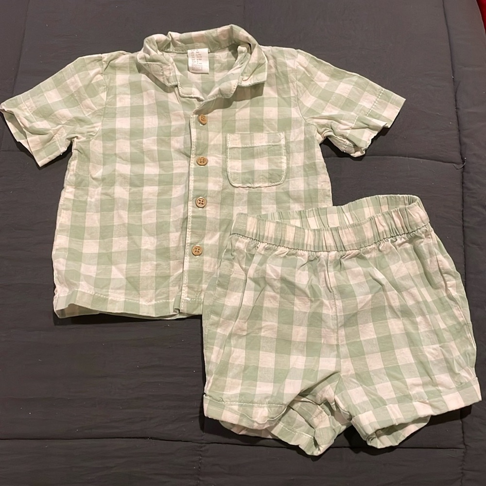 H&M cotton button down and shorts set